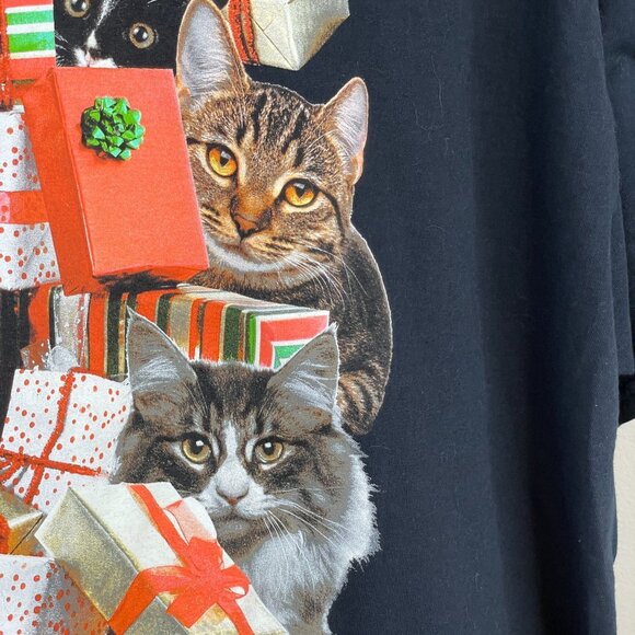 Dec. 25th Womens CAT CHRISTMAS Top Sz XXXL 3X Short Sleeve Ugly HOLIDAY T-shirt - Picture 6 of 12